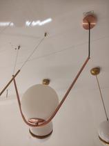 Pendente Moderno Haste Cobre com Globo Branco 55cm 1E27 Pendente Moderno Haste Cobre com Globo Branco 55cm 1E27