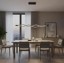 Pendente Moderno Infinito Mesa De Jantar Espiral Led Preto