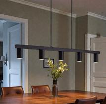 Pendente Moderno Linear Metálico Minimalista P/5 Dicroicas Tubo Horizontal Retangular - 1,0m Pendente Moderno Linear Metálico Minimalista P/5 Dicroicas Tubo Horizontal Retangular - 1,0m