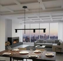 Pendente moderno metálico minimalista p/3 dicroicas 1,0m - Tubo horizontal retangular Pendente moderno metálico minimalista p/3 dicroicas 1,0m - Tubo horizontal retangular