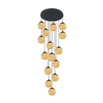Pendente Moderno Preto 15 Globos Pé Direito Duplo Escada Pendente Moderno Preto 15 Globos Pé Direito Duplo Escada
