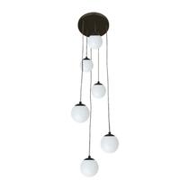 Pendente Moderno Preto 36cm 6 Globos Pé Direito Alto Sala Vão de Escada Pendente Moderno Preto 36cm 6 Globos Pé Direito Alto Sala Vão de Escada