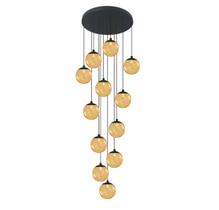 Pendente Moderno Preto 60cm 12 Globos Pé Direito Alto Sala Escada Pendente Moderno Preto 60cm 12 Globos Pé Direito Alto Sala Escada