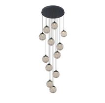Pendente Moderno Preto 60cm 12 Globos Pé Direito Alto Sala Escada Pendente Moderno Preto 60cm 12 Globos Pé Direito Alto Sala Escada