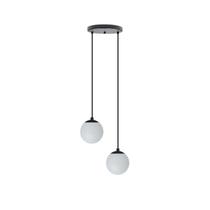 Pendente Moderno Preto Globo Duplo P/ Sala Espaço Gourmet Pendente Moderno Preto Globo Duplo P/ Sala Espaço Gourmet