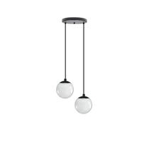 Pendente Moderno Preto Globo Duplo P/ Sala Espaço Gourmet