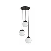 Pendente Moderno Preto Globo Triplo P/ Sala Espaço Gourmet Pendente Moderno Preto Globo Triplo P/ Sala Espaço Gourmet