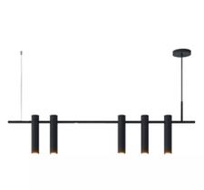 Pendente moderno slim linear tubular p/ 5 mini dicroicas - 1,0m