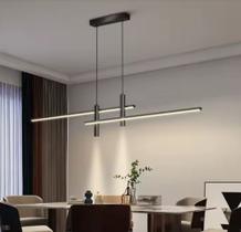 Pendente moderno slim minimalista 2 mini dicroicas e 2 perfis lineares LED integrado 1,00m