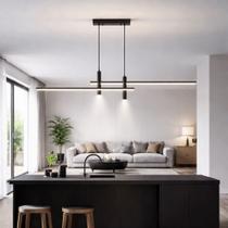 Pendente moderno slim minimalista p/2 mini dicroicas e 2 perfis LED integrado 1,20m