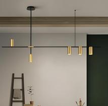 Pendente moderno slim minimalista p/5 mini dicroicas luz 2 direções - 1,20m