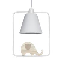 Pendente Moderno Teto Elefante Pinus Branco Menino Infantil