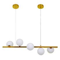 Pendente Molecular Dourado com Globos Brancos 90cm 5G9 - Nitrolux