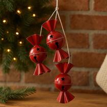 Pendente Natal Bombom Metal Vermelho Decorativo Luxo 70cm