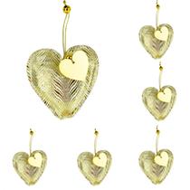 Pendente Natal Coracao Pingente Poliester 10cm - KIT C/ 6UN