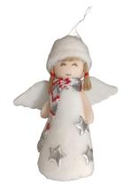 Pendente Natalino Anjo com Roupa Tecido e Estrela 16cm