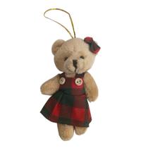 Pendente Natalino Urso 14,5cm Roupa Xadrez Roupa do Urso:Urso/Vestido Pendente Natalino Urso 14,5cm Roupa Xadrez Roupa do Urso:Urso/Vestido