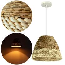 Pendente Nusa Palha Natural Boho Artesanal Bivolt E27 Luminária Rústica Cozinha Sala de Jantar