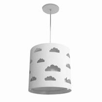 Pendente Nuvens Duplo Infantil Bivolt Tom Luz Iluminação Cinza/Branco