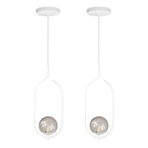 Pendente On Clip BRANCO com globo esfera de vidro Fume