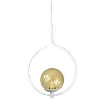Pendente On Loop BRANCO com globo esfera de vidro Ambar