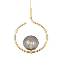 Pendente On Loop DOURADO com globo esfera de vidro Fume