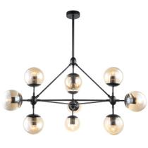 Pendente Orbe preto em metal e vidro para 10 lâmpadas E27 Bella OP056 - Bella Iluminação