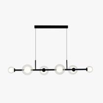 Pendente orbit 6 preto fosco esferas transparentes 6xg9 30w 1090x265x160mm - studiolucce