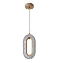 Pendente Oval Acrílico Dourado 25cm Led 8W 3 em 1 Bivolt 15741-PL