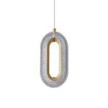 Pendente Oval Acrílico Dourado LED 3 Cores 86W Bivolt Cabo 1,5M 8125-SS - Aaa Top