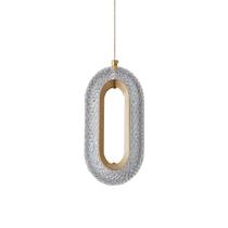 Pendente Oval Acrílico Dourado LED 3 Cores 86W Bivolt Cabo 1,5M 8125-SS