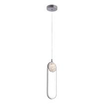 Pendente Oval de Metal Cromado Vidro 35cm Led 17W 3000K Bivolt