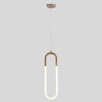 Pendente Oval de Metal Dourado 50cm Led 22W 3000K Bivolt