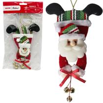 Pendente papai noel / boneco de neve cabeca pra baixo com guizo 24x14cm