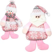 Pendente Papai Noel / Boneco De Neve Trico Rosa 22X13Cm - RIO MASTER