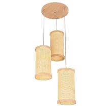 Pendente para Iluminação Straw Natural 3 Lâmpadas E27 em Palha Tratada Luminárias Müller