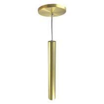 Pendente Pendente Tubo Dourado 30Cm Cabo Cristal + Led