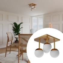 Pendente Plafon de Teto Quadrada Jabuticaba 4 Vidros Globos Para Sala de jantar, Cozinha, Quarto, Varanda Gourmet