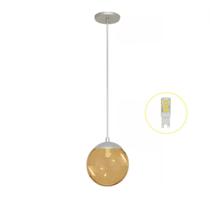 Pendente Prata Bancada Cozinha Cabeceira De Cama + Led Vi