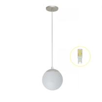 Pendente Prata P/ Bancada Cozinha Cabeceira De Cama + Led Pendente Prata P/ Bancada Cozinha Cabeceira De Cama + Led