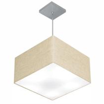 Pendente Quadrado Rustico Bege MJ-4020 Para Mesa de Jantar e Estar