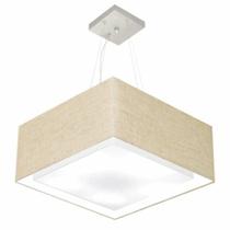 Pendente Quadrado Rustico Bege MJ-4128 Para Mesa de Jantar e Estar