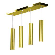 Pendente Quadruplo Tubo Cilindro Dourado 40Cm + Led 6k