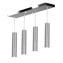 Pendente Quadruplo Tubo Cilindro Escovado 40Cm + Led 6k
