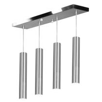 Pendente Quadruplo Tubo Cilindro Escovado 50Cm + Led 3k