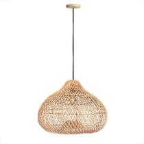 Pendente Rattan Em Fibra Natural Boho Varanda Gota E27 Nat76