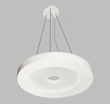 Pendente redondo branco de resina e metal 220v