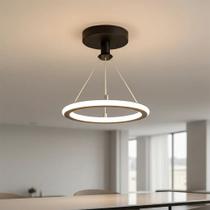 Pendente Redondo Minimalista, 19w, Luz 3 Cores Ajustável, Bivolt, LexLight Pendente Redondo Minimalista, 19w, Luz 3 Cores Ajustável, Bivolt, LexLight