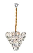 PENDENTE REDONDO NERO METAL CROMADO E CRISTAL TRANSPARENTE Ø50CM X 40CM BIVOLT 12 x E14 LED SKY 3101 SKYLIGHT