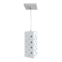 Pendente Renda Quadrado Alumínio Branco 25cm Balcão 1lp E27 - 277